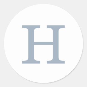 Einfaches Staubblau und Weiß Monogramm Hochzeit Runder Aufkleber
