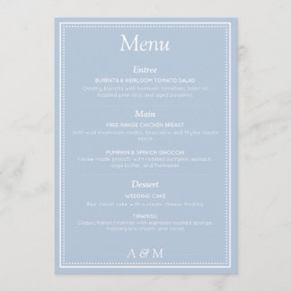 Einfaches Staubblaues Minimal Elegantes Hochzeitsm Menükarte