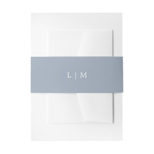 Einfaches staubblaues Monogramm Elegante Hochzeit Einladungsbanderole