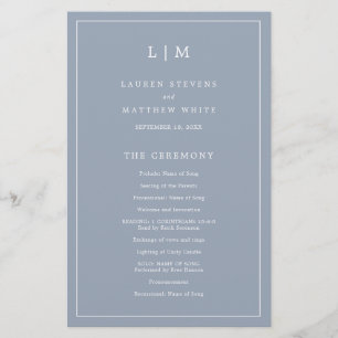 Einfaches staubblaues Monogramm Elegantes Hochzeit Flyer