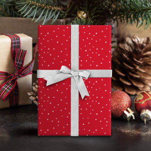 Einfaches Sternmuster rotes Weihnachten Geschenkpapier