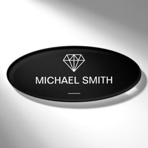 Einfaches stilvolles Diamant-Schwarzweiss-Logo Namenschild