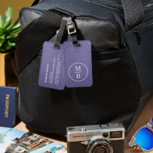 Einfaches, stilvolles Periwinkle-Blau-Purple-Leder Gepäckanhänger