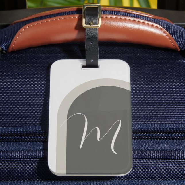 Einfaches stylisches Arch mit großer Monogram-Init Gepäckanhänger (Vorderseite Insitu 2)