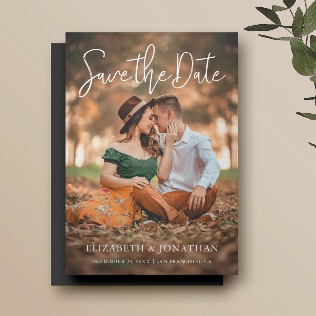 Einfaches stylisches Foto Hochzeit Sichern Sie das Magneteinladung (Von Creator hochgeladen)