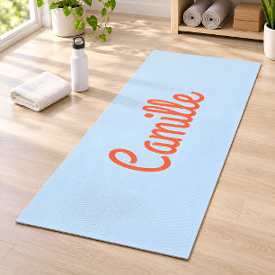 Einfaches süßes blaues und oranges personalisierte yogamatte