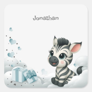 Einfaches süßes kleines Cartoon-Zebra  Quadratischer Aufkleber