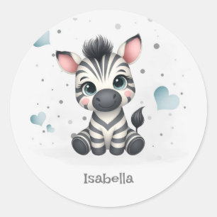 Einfaches süßes kleines Cartoon-Zebra  Runder Aufkleber