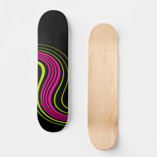 Einfaches Swirren in Lime Green, Hot Pink und Blac Skateboard
