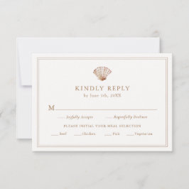 Einfaches Tannenhüllen-Strandhochzeitsessen RSVP Karte