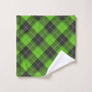 Einfaches Tartan-Diagonalmuster in dunkelgrün Waschlappen