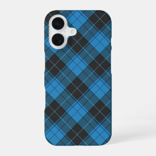 Einfaches Tartan-Muster in Dunkelblau iPhone 16 Hülle