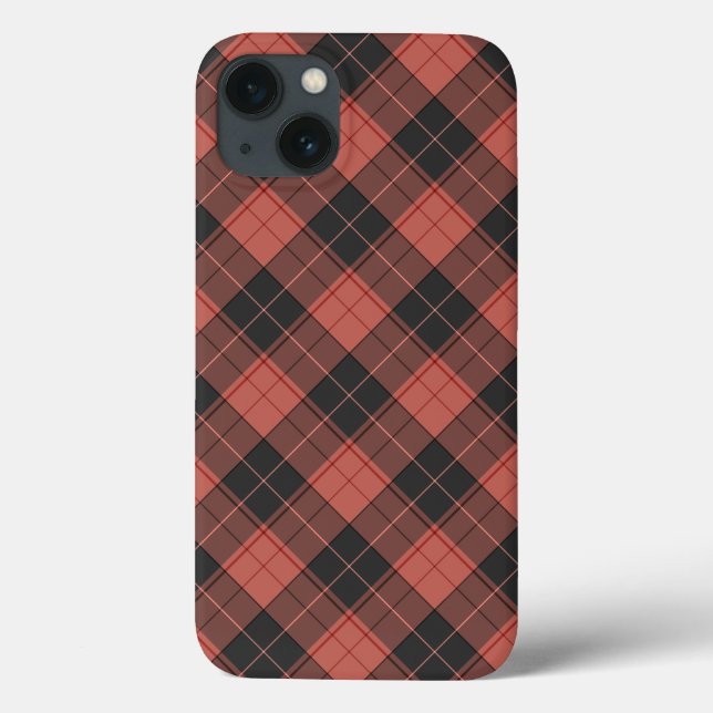 Einfaches Tartan-Muster in Rot Case-Mate iPhone Hülle (Rückseite)