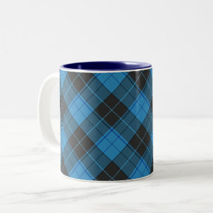 Einfaches Tartanmuster in Dunkelblau Zweifarbige Tasse