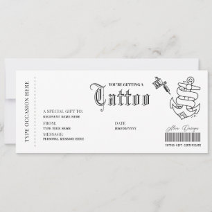 Einfaches Tattoo Geschenkkarte Gutschein Einladung