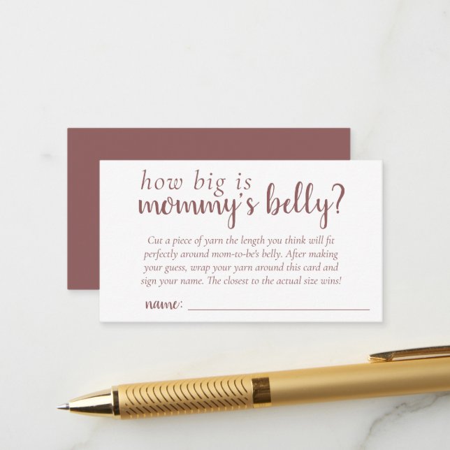 Einfaches Taupspiel | Dessert Rose Mommys Belly Begleitkarte (Vorderseite/Rückseite Beispiel)