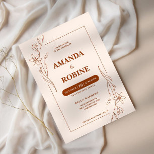 Einfaches Teracota Thema Elegante Hochzeit Einladung
