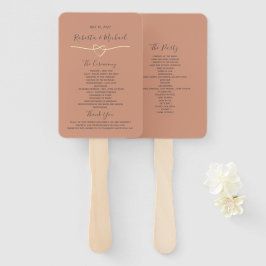 Einfaches Terracotta-Hochzeitsprogramm Hand Fan Fächer