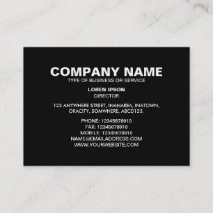 Einfaches Text 06 - Schwarz (graue Rückseite) Visitenkarte