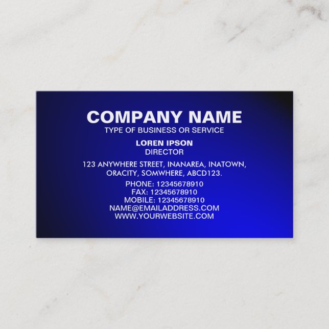 Einfaches Text 06 - Spotlit - Blau Visitenkarte (Vorderseite)