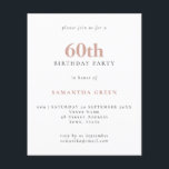Einfaches Textstreichen 60. Geburtstagseinladung<br><div class="desc">Einfache Textblüte am 60. Geburtstag Einladung. Ein Preis-Leistungs-Verhältnis kleiner 4, 5 x 5, 6 Zoll Alternative standardmäßig zur halb Glanz Option,  die für Einladungen empfohlen wird und eine ähnliche Dicke wie eine Postkarte hat. Die Satin-Option ist viel dünneres Papier besser für Gehäuse.</div>
