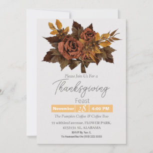 Einfaches Thanksgiving-Dinner-Aquarell-Blume-Herbs Einladung