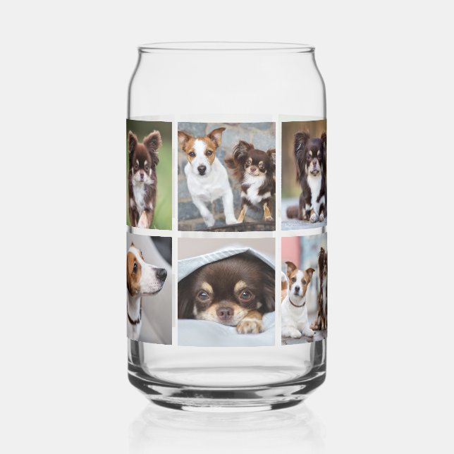 Einfaches Tier Hund 12 Foto Collage Dosenglas (Vorderseite)