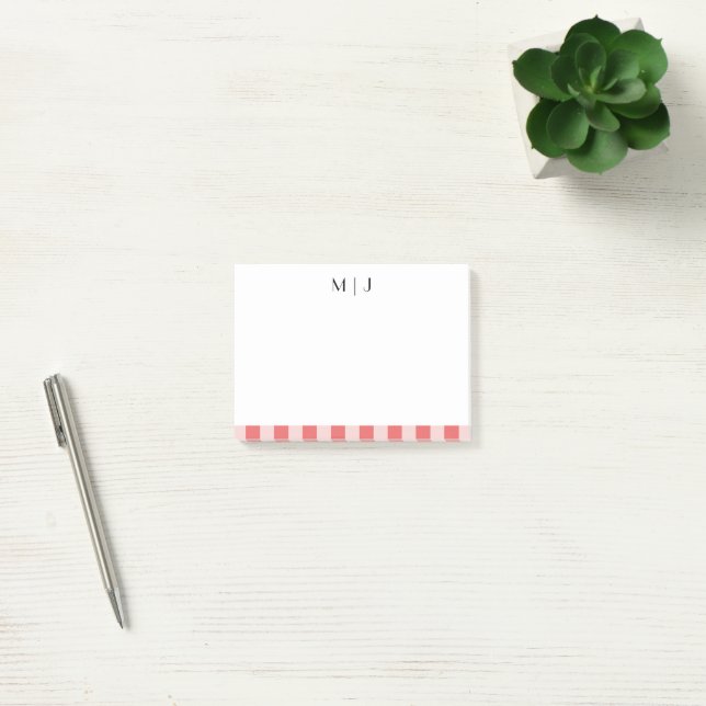 Einfaches, trendy Minimalistisch Stripes Monogramm Post-it Klebezettel (Büro)