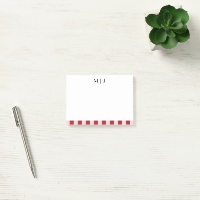 Einfaches, trendy Minimalistisch Stripes Monogramm Post-it Klebezettel (Büro)