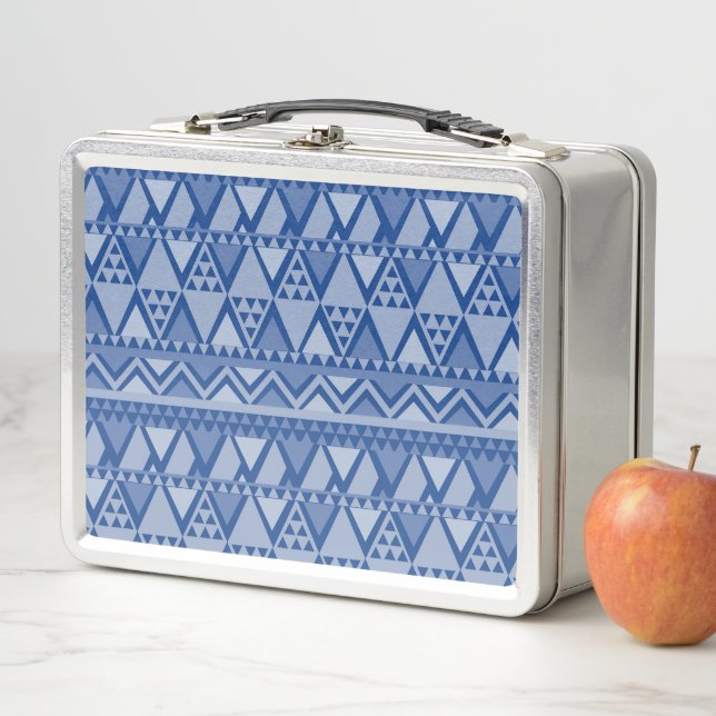 Einfaches Tribal Art Pattern Blau Metall Brotdose (Beispiel)