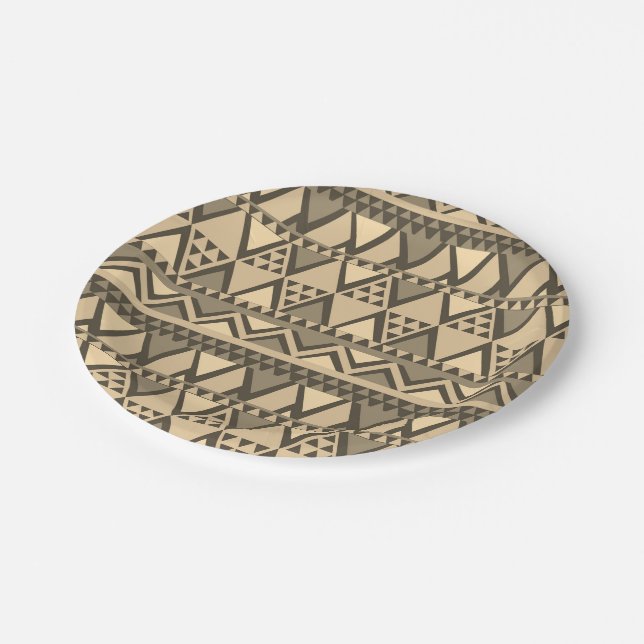 Einfaches Tribal Art Pattern Brown Pappteller (Schrägansicht)