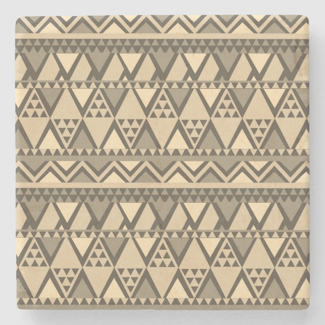 Einfaches Tribal Art Pattern Brown Steinuntersetzer (Vorderseite)