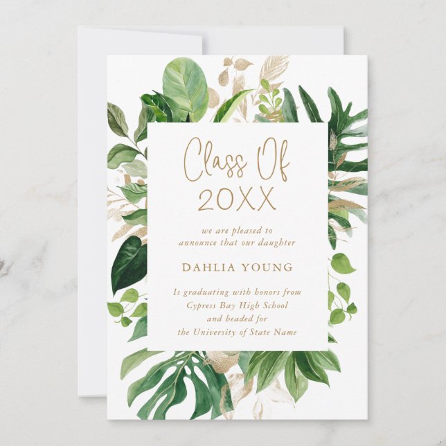 Einfaches tropisches Foto Moderner Abschluss Ankündigung (Vorderseite)