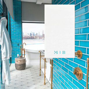 Einfaches Türkis-Monogramm-Badezimmer Serviette