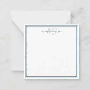 Einfaches Türkisblau Minimalistisches Monogramm Zw Mitteilungskarte