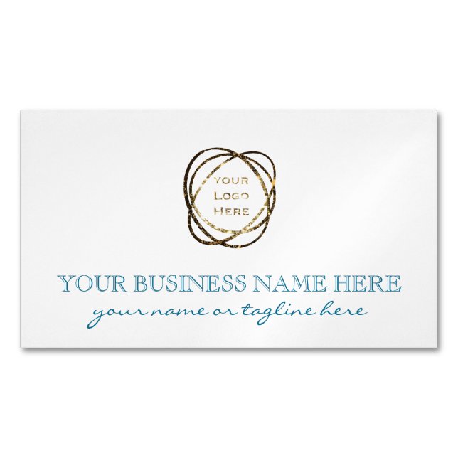 Einfaches türkisfarbenes Add-Business-Logo Magnetische Visitenkarte (Vorderseite)