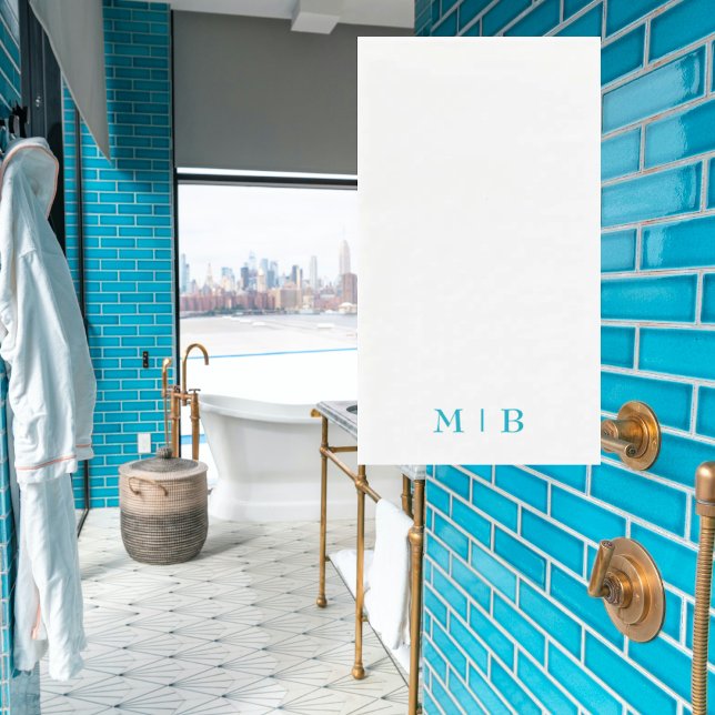Einfaches türkisfarbenes Monogramm Badezimmer Serviette (Von Creator hochgeladen)