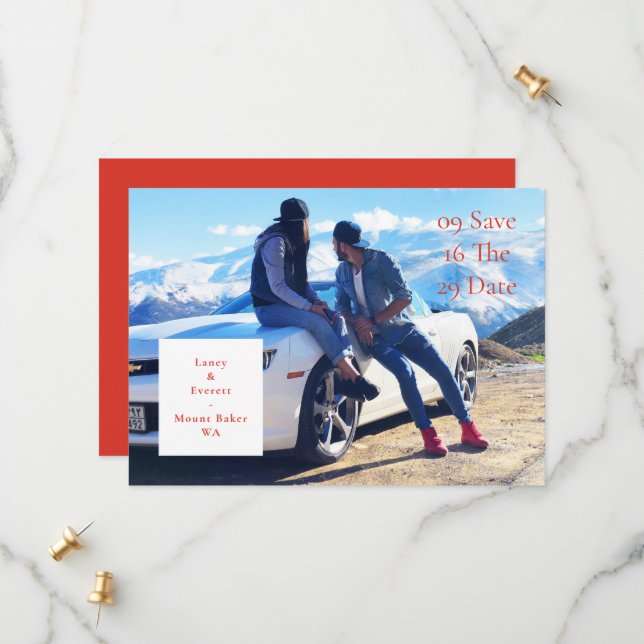 Einfaches Typedesign Vollfoto Save The Date (Vorderseite/Rückseite Beispiel)
