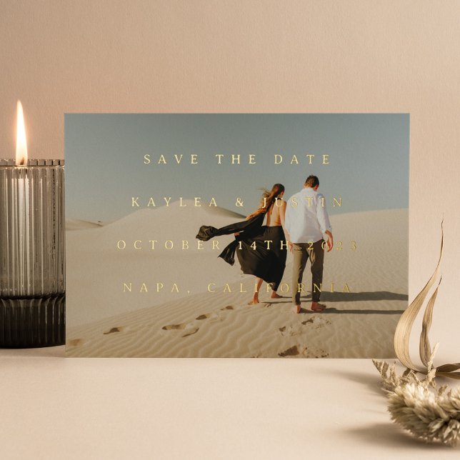 Einfaches typografisches Full-Foto Doppelseitiges  Folieneinladung (Von Creator hochgeladen)