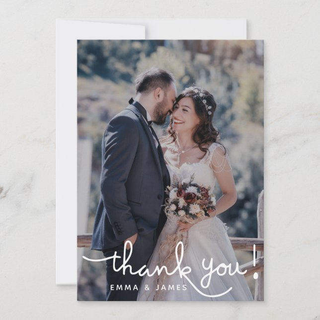 Einfaches Überlagerungshandschrift für Hochzeitsbr Dankeskarte (Vorderseite)