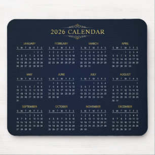 Einfaches und dennoch elegantes 2026-Kalender Ma Mousepad