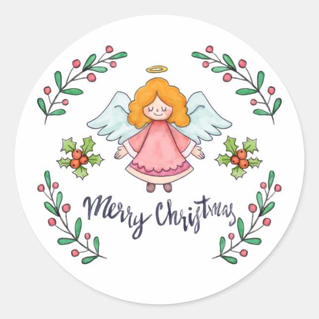 Einfaches und doch sehr schönes Weihnachts-Angel-S Runder Aufkleber (Vorderseite)