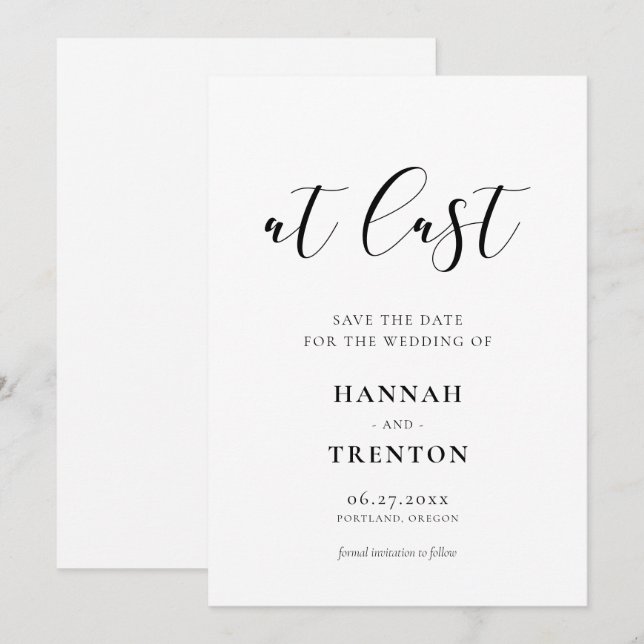 Einfaches und elegantes Design endlich Save The Date (Vorne/Hinten)