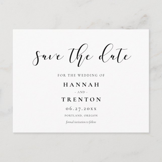 Einfaches und elegantes Design Save the Date Postkarte (Vorderseite)