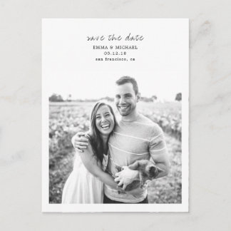 Einfaches und elegantes Foto Save the Date Ankündigungspostkarte