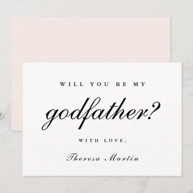 Einfaches und elegantes Godpatt-Angebot Rosa Einladung (Vorne/Hinten)