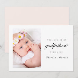 Einfaches und elegantes Godvater-Foto Pink Einladung