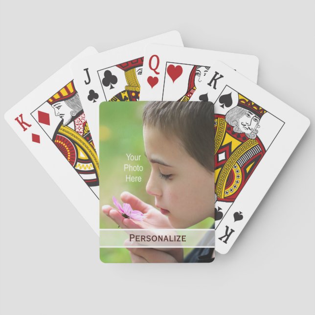 Einfaches und elegantes grenzenloses Foto mit Name Spielkarten (Rückseite)