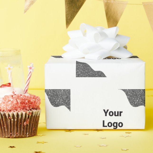 Einfaches und elegantes Logo hier Geschenkpapier (Geburtstagsparty)