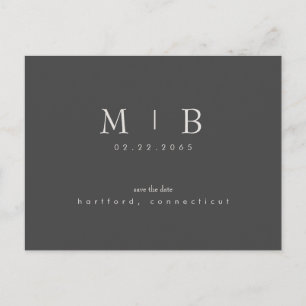 Einfaches und elegantes Monogramm Hochzeit Merken Postkarte